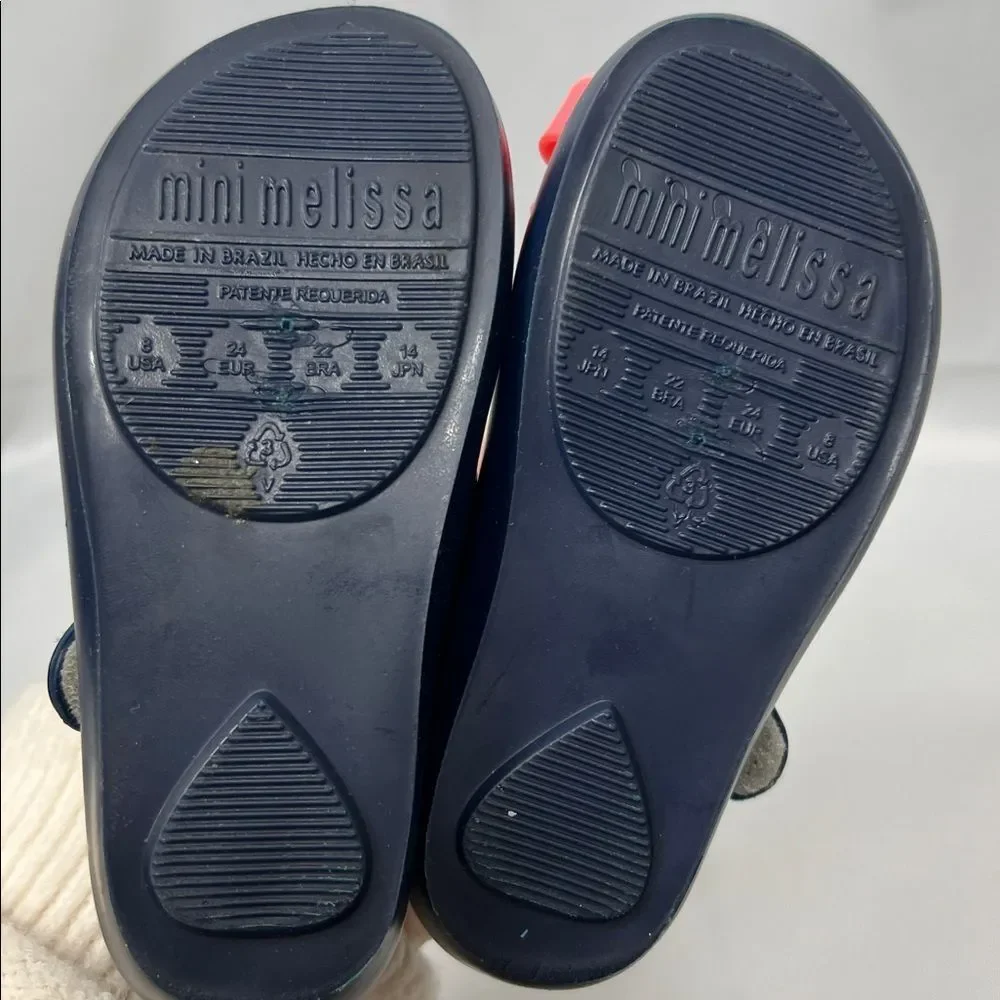 Mini Melissa Ultragirl Navy blue and pink Mary Jane’s size 8 EUC
